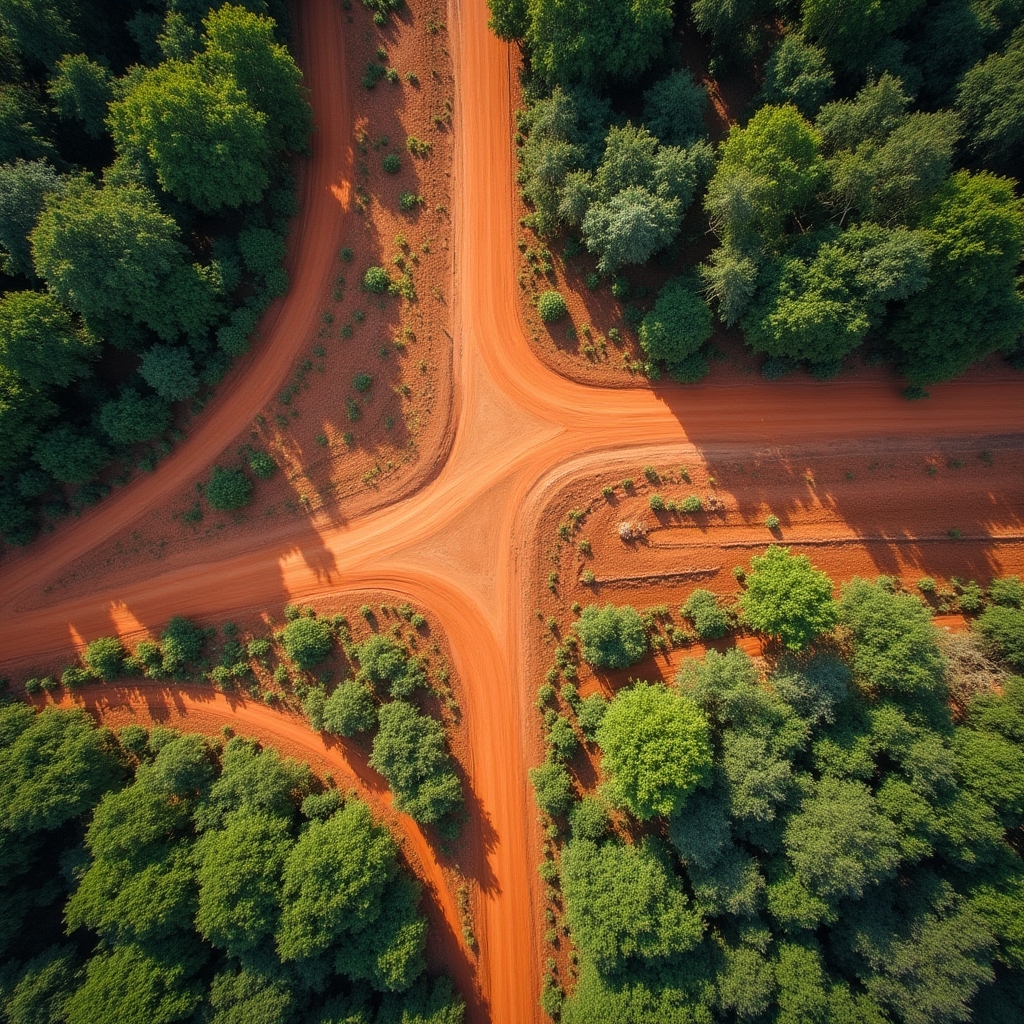 Aerial view of Paraguayan rural land parcels with visible boundary lines and vegetation
